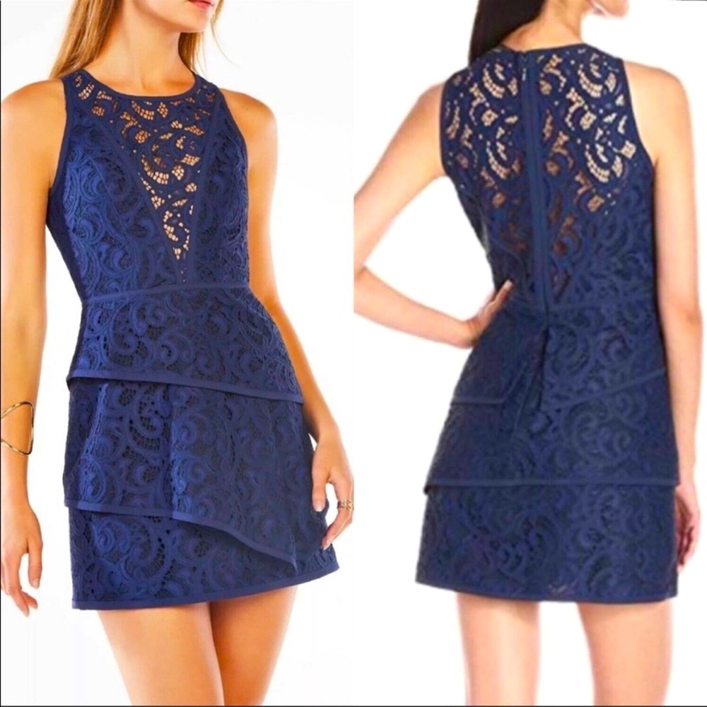 BCBG Hannah scroll lace dress (dark navy)